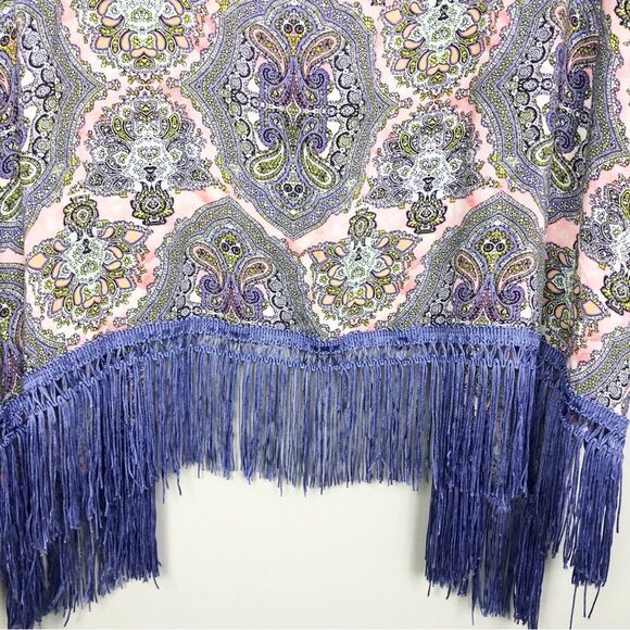 VICTORIA’S SECRET | Fringe Paisley Kimono Beach Swim Cover Up Women’s Size XS/S - Picture 9 of 9